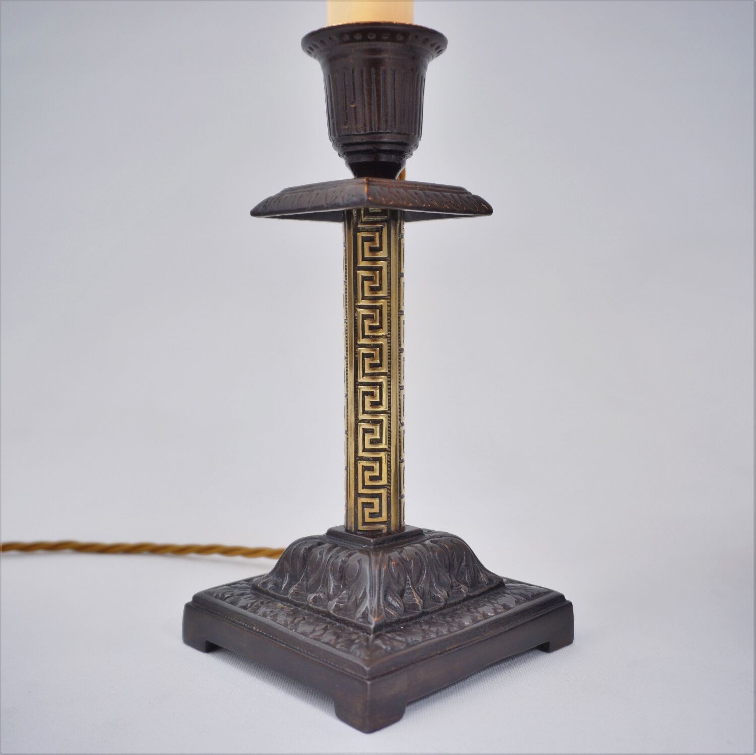 Pair antique candlestick table lamps 1890