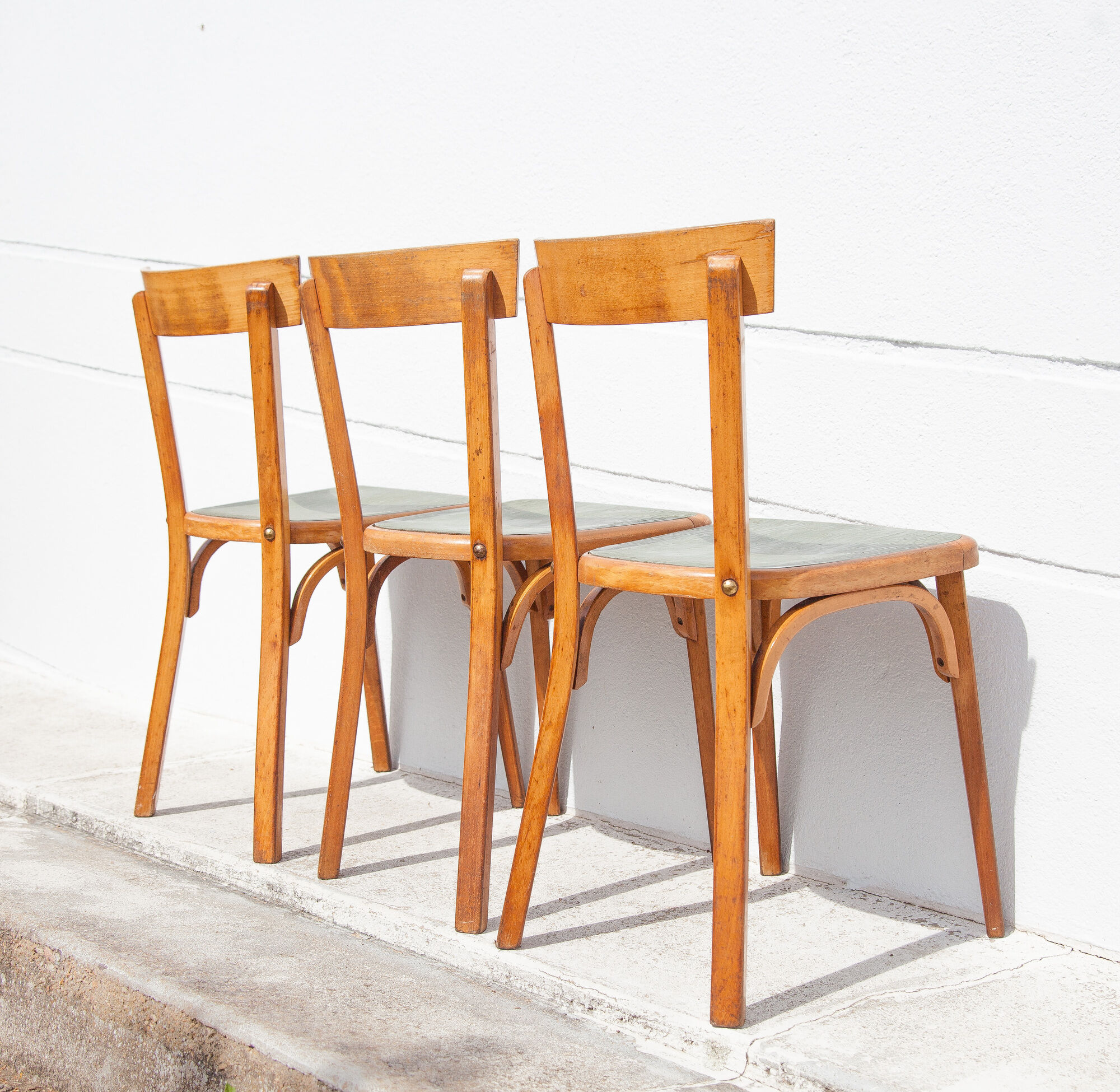 Set of 3 baumann stamped bistro chairs