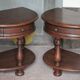 Pair of rounded wooden bedside tables, bedside table, end table.