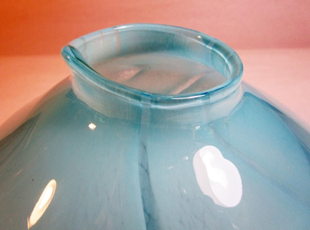 Light blue satin glass vase