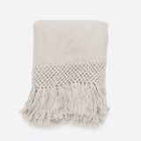 Hand-woven blanket 100% pure white llama wool