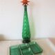 Golden vintage aperitif tray with green ramekins Arcoroc-France