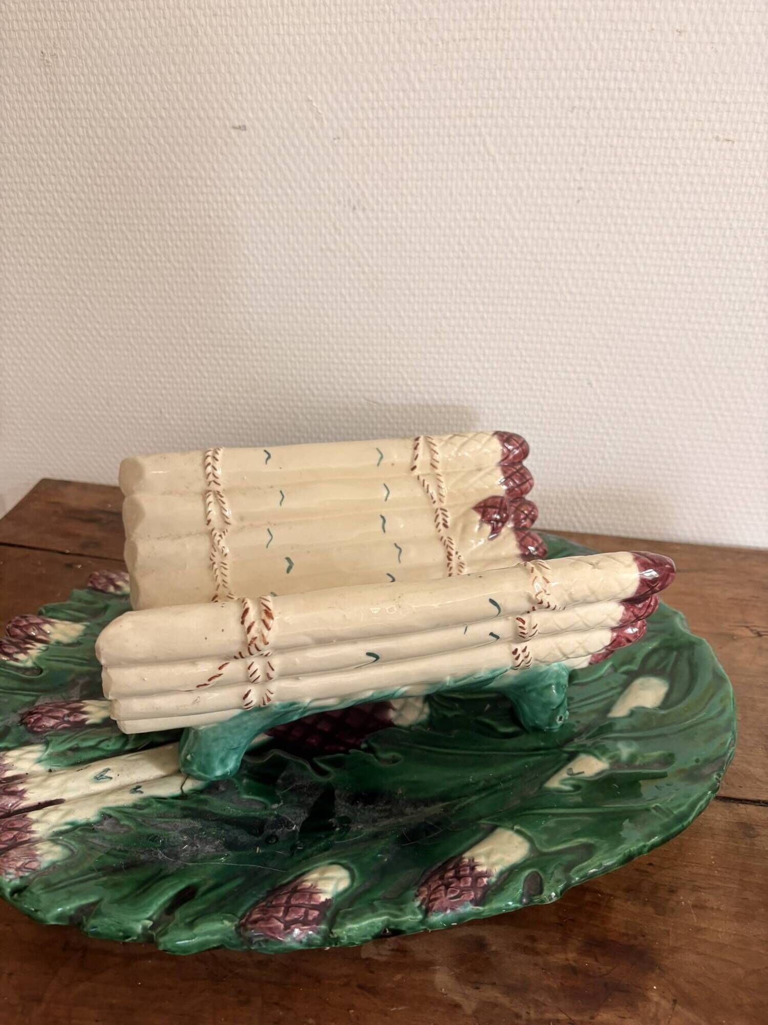 Service à asperge vintage en céramique émaillée, terre cuite Bavent