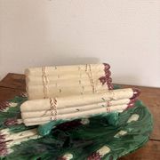Service à asperge vintage en céramique émaillée, terre cuite Bavent
