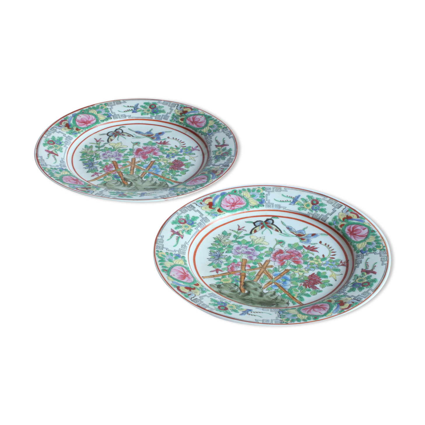 Assiettes beurrées chinoises, Famille rose Canton