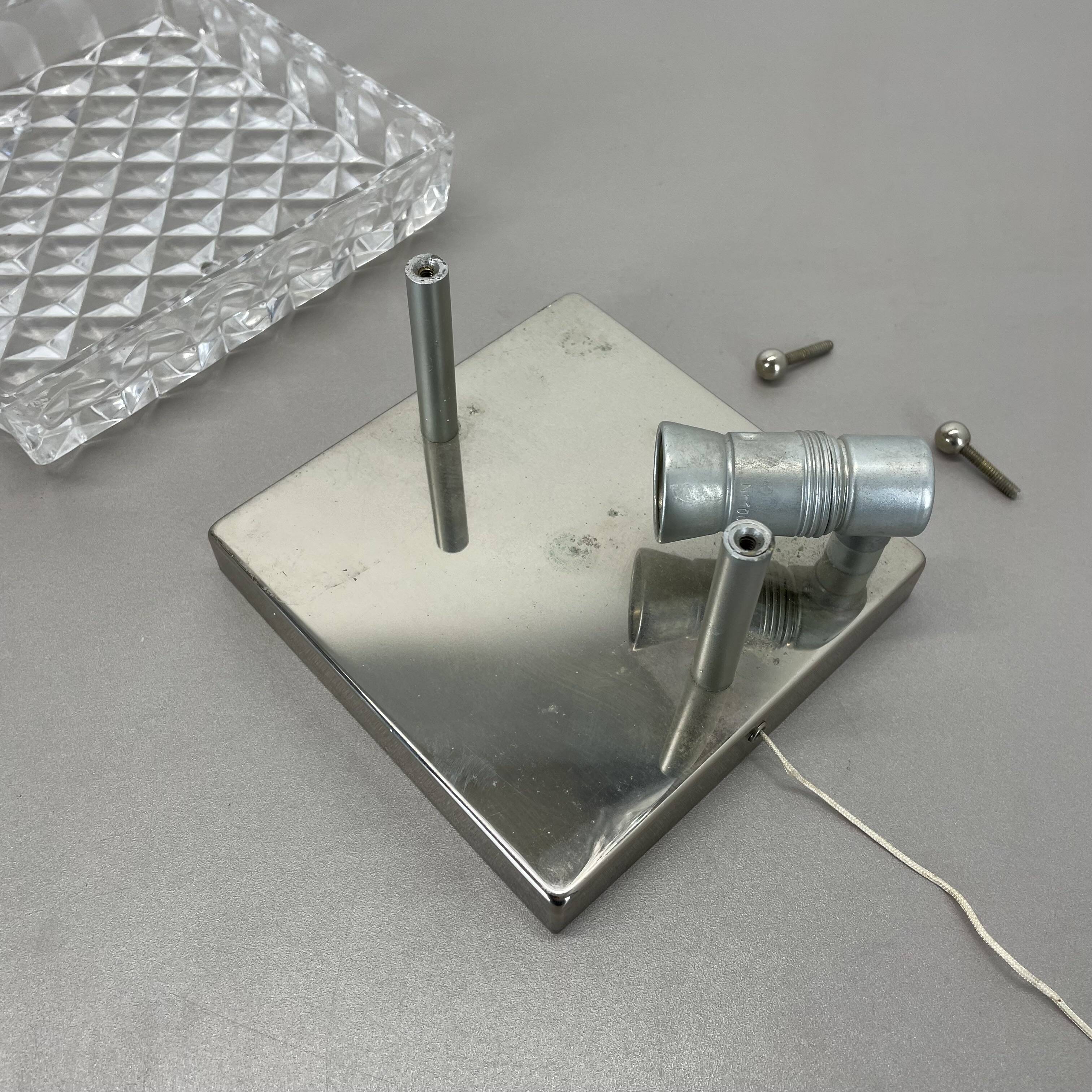 Small Cubic Textured Glass Wall Light in the Style of Orrefors, Germany, 1970s