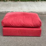 Large burgundy velvet pouf