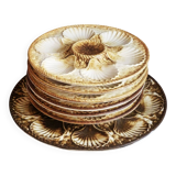 Oyster service, platter and 6 Longchamp oyster plates.