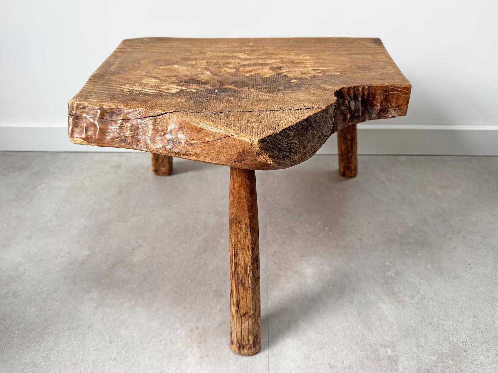 Mid Century rustic tree trunk side table