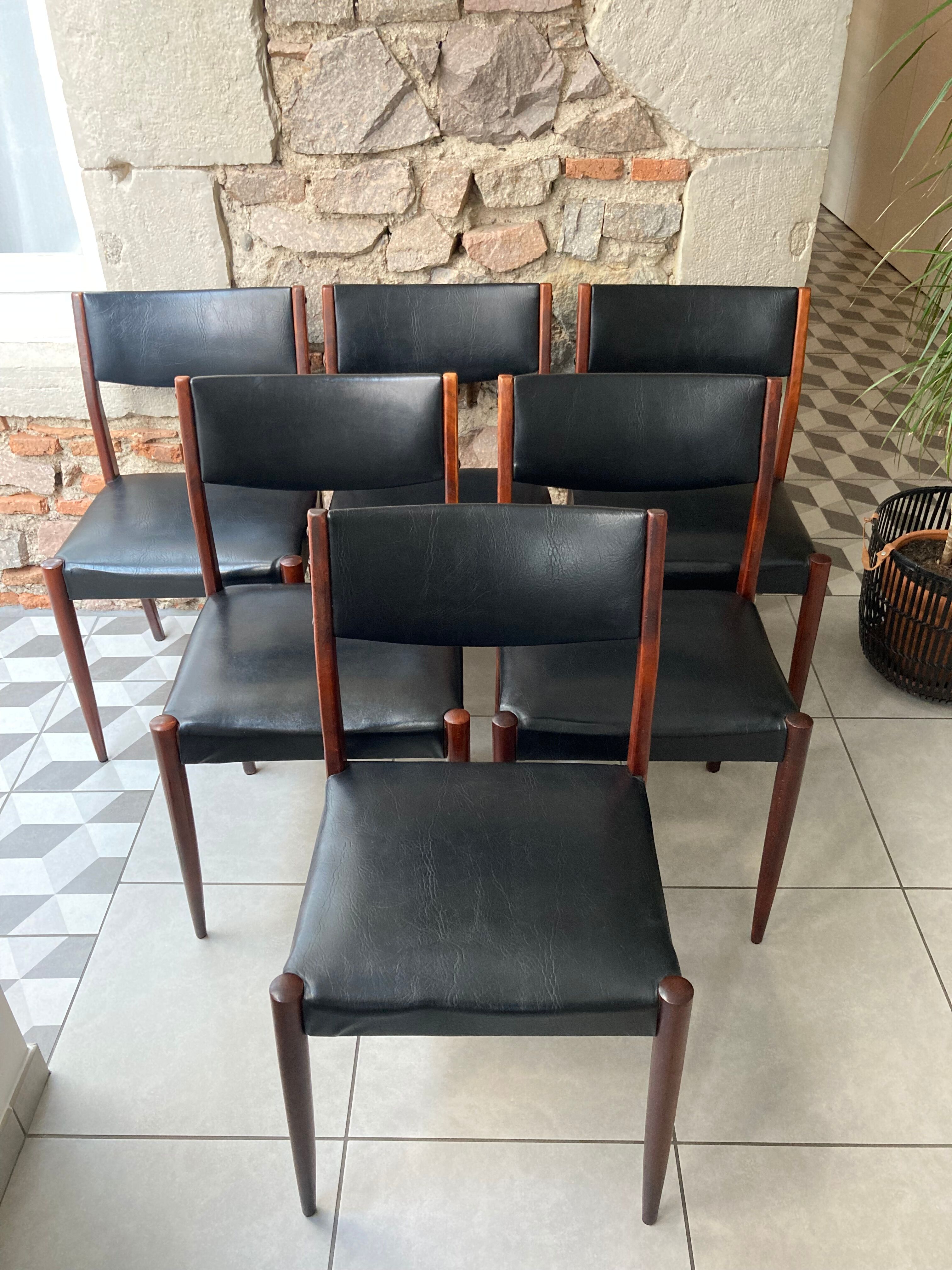 Set of 6 scandinavian chairs skaï black