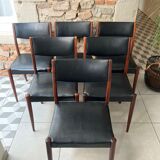 Set of 6 scandinavian chairs skaï black