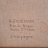 Tableau ancien paysage ocre G.Zylberman