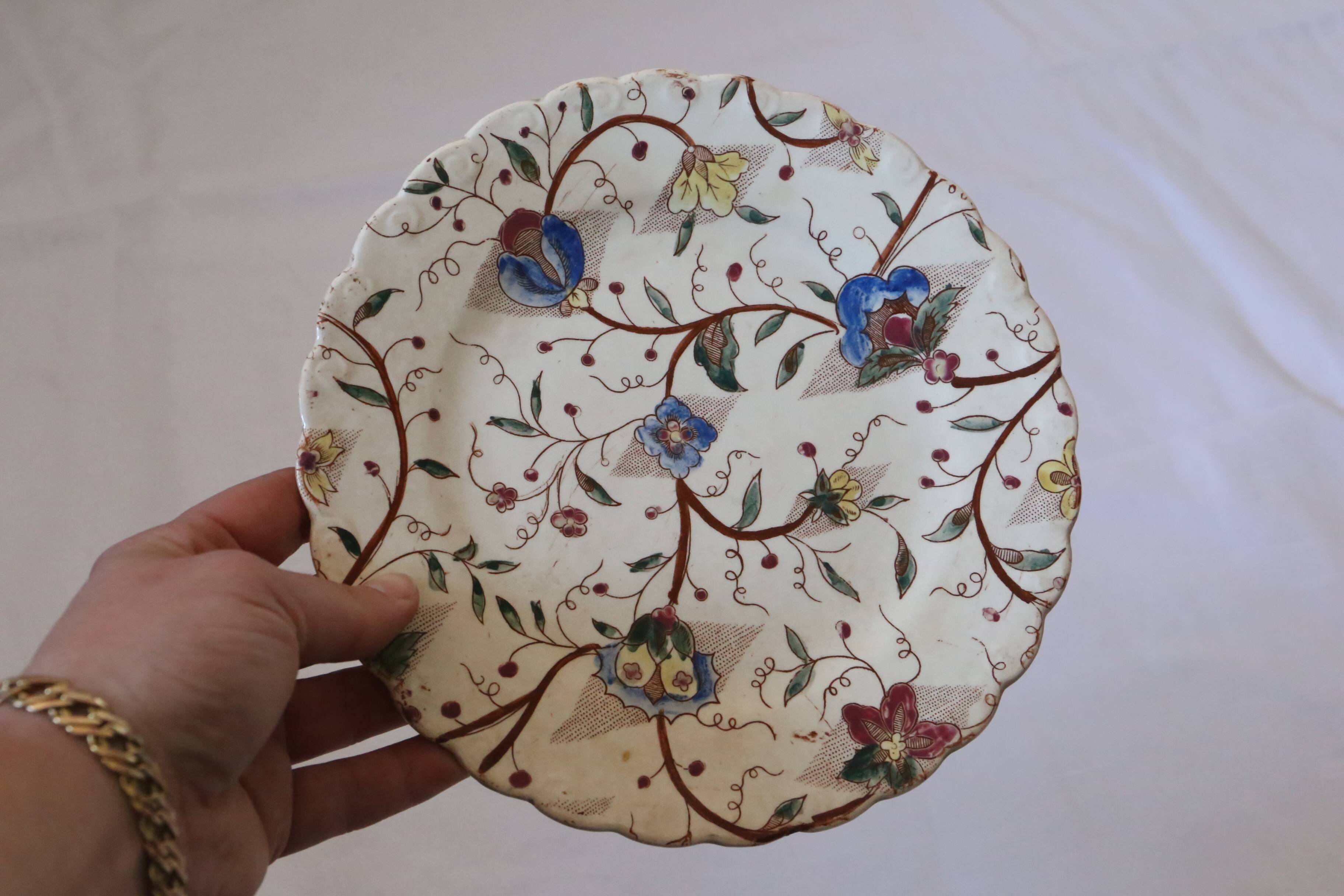 Set of 4 old polychrome plates
