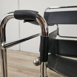 70s armchair in chromed tubular and black leather