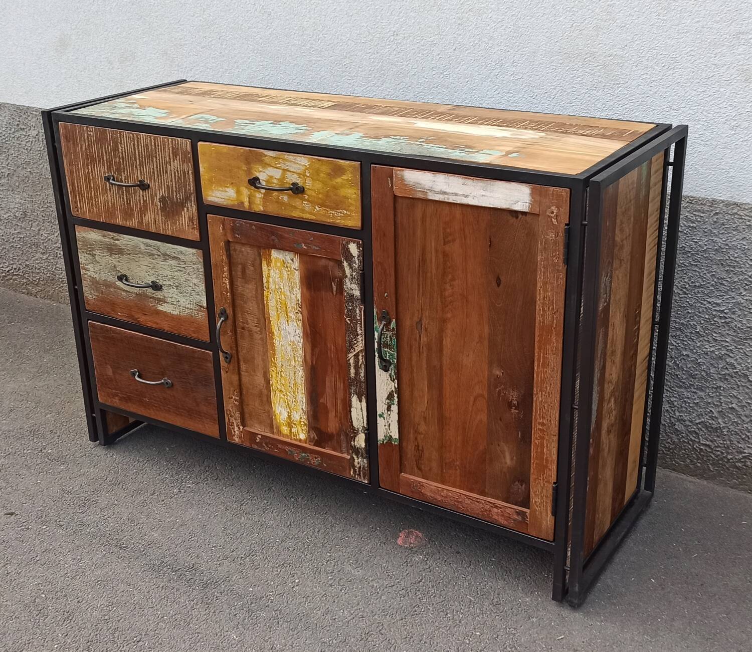 Colorful wooden sideboard
