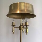Brass floor lamp with a brass shade. Attributed to Maison Charles