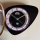 Vintage formica clock silent asymmetrical wall pendulum "FFR Morbier black red"