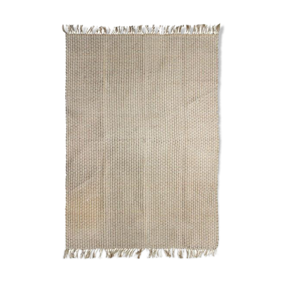 Tapis en jute et coton beige 160 x 230 cm
