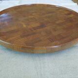 Large round platter turning - design Danish teak 70s
