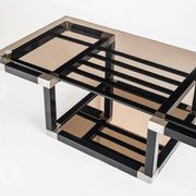 Coffee table attributed to Romeo Rega. Iron and smoked glass – France, 1980s.