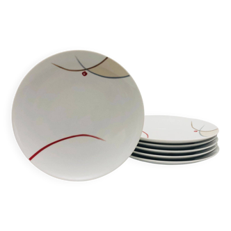6 porcelain dessert plates. Guy Degrenne.