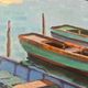 HST painting "Boats in lagoon" Marine Normandy Brittany by Robert Leboucher