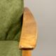 Fauteuil scandinave – revêtement vert, bois de hêtre, vintage