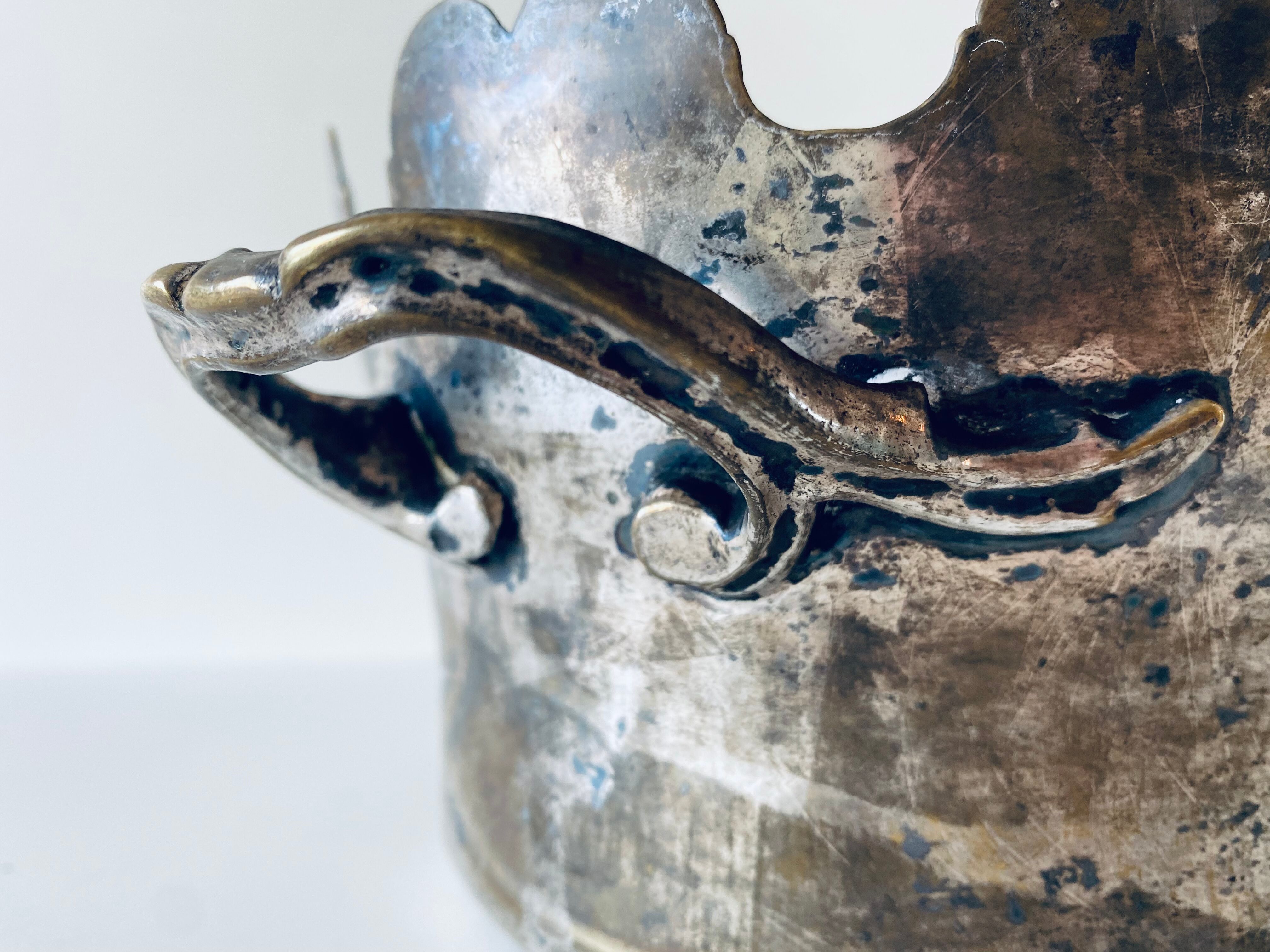 Silver metal flower pot or cover
