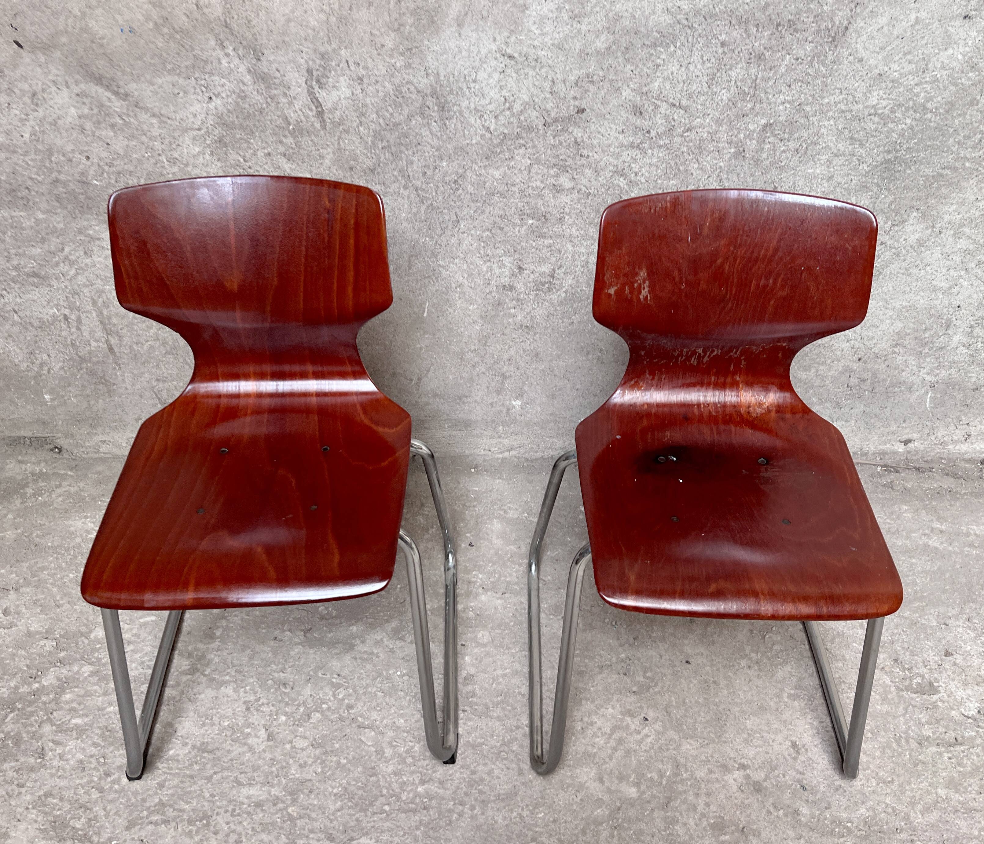 pair of vintage Flötotto chairs in pagwood 1970