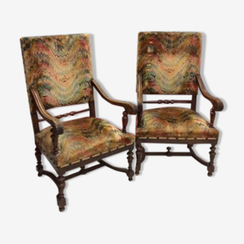 2 fauteuils trône néo renaissance