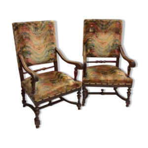 2 fauteuils trône néo renaissance