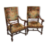 2 fauteuils trône néo renaissance