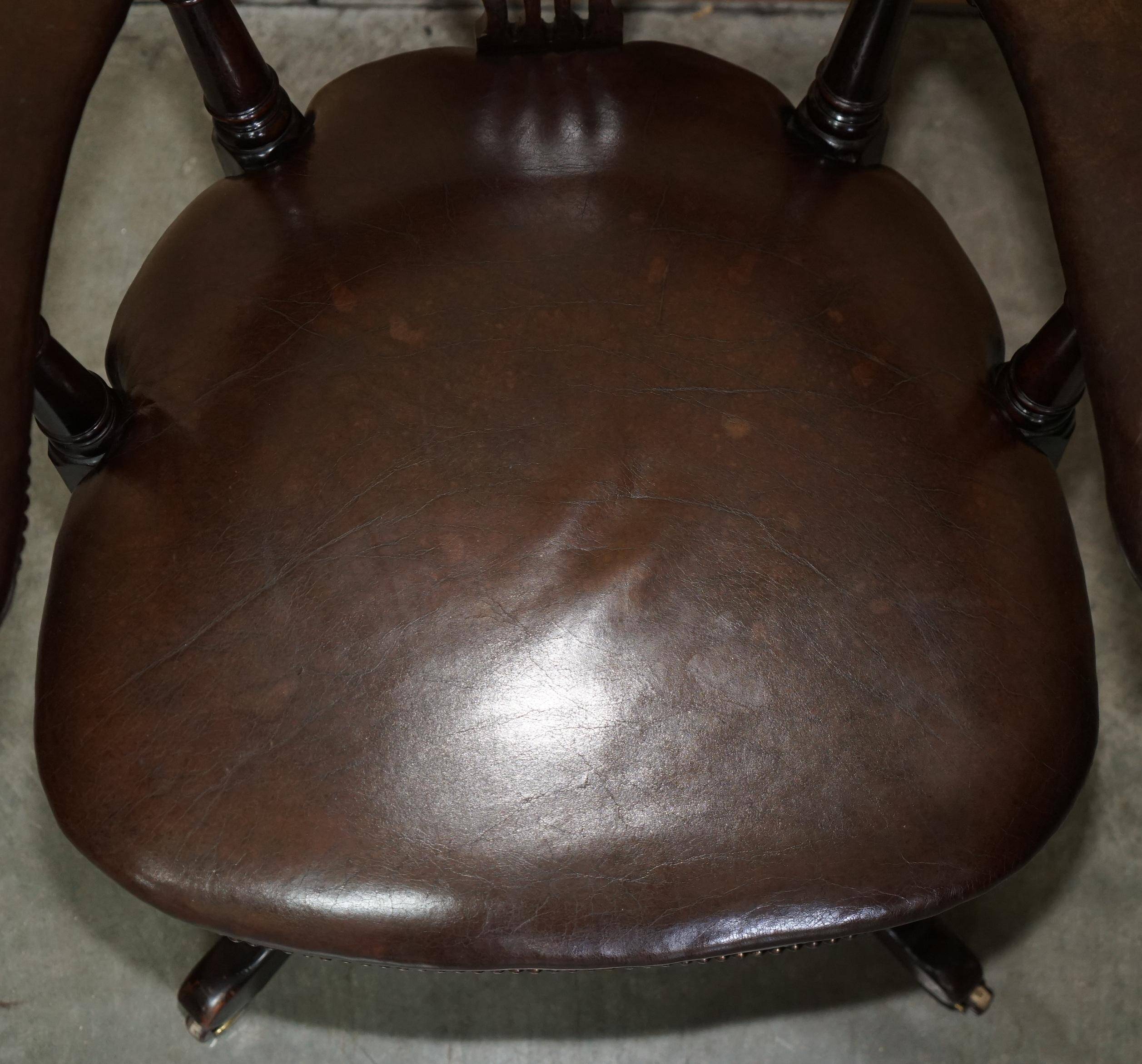 Victorian antique leather captain's chair