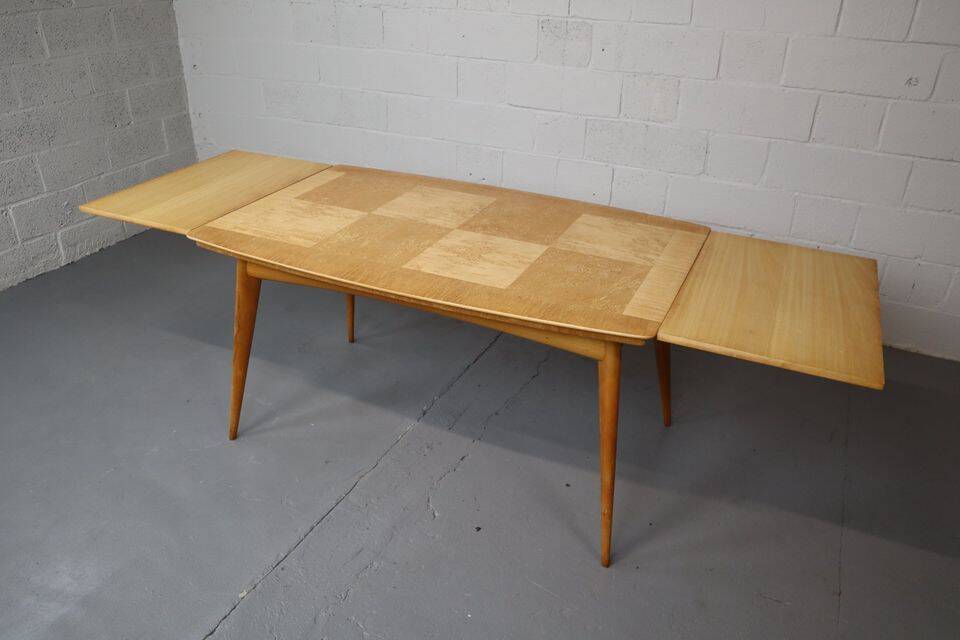 Vintage Scandinavian dining table made of Karelian birch