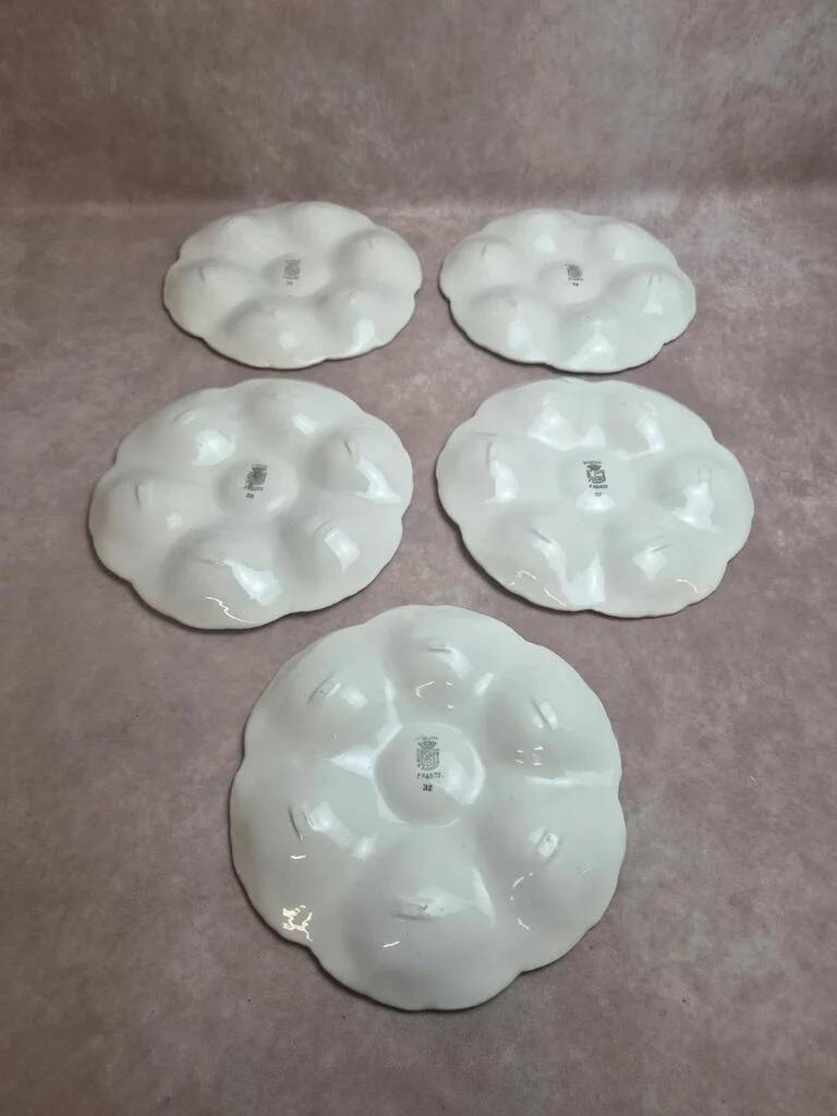 Set of 5 oyster plates Digoin Sarreguemines no. 32 – Antique majolica
