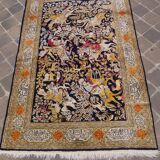 Tapis d'orient persan fait main Ghoum en soie 168 x 105