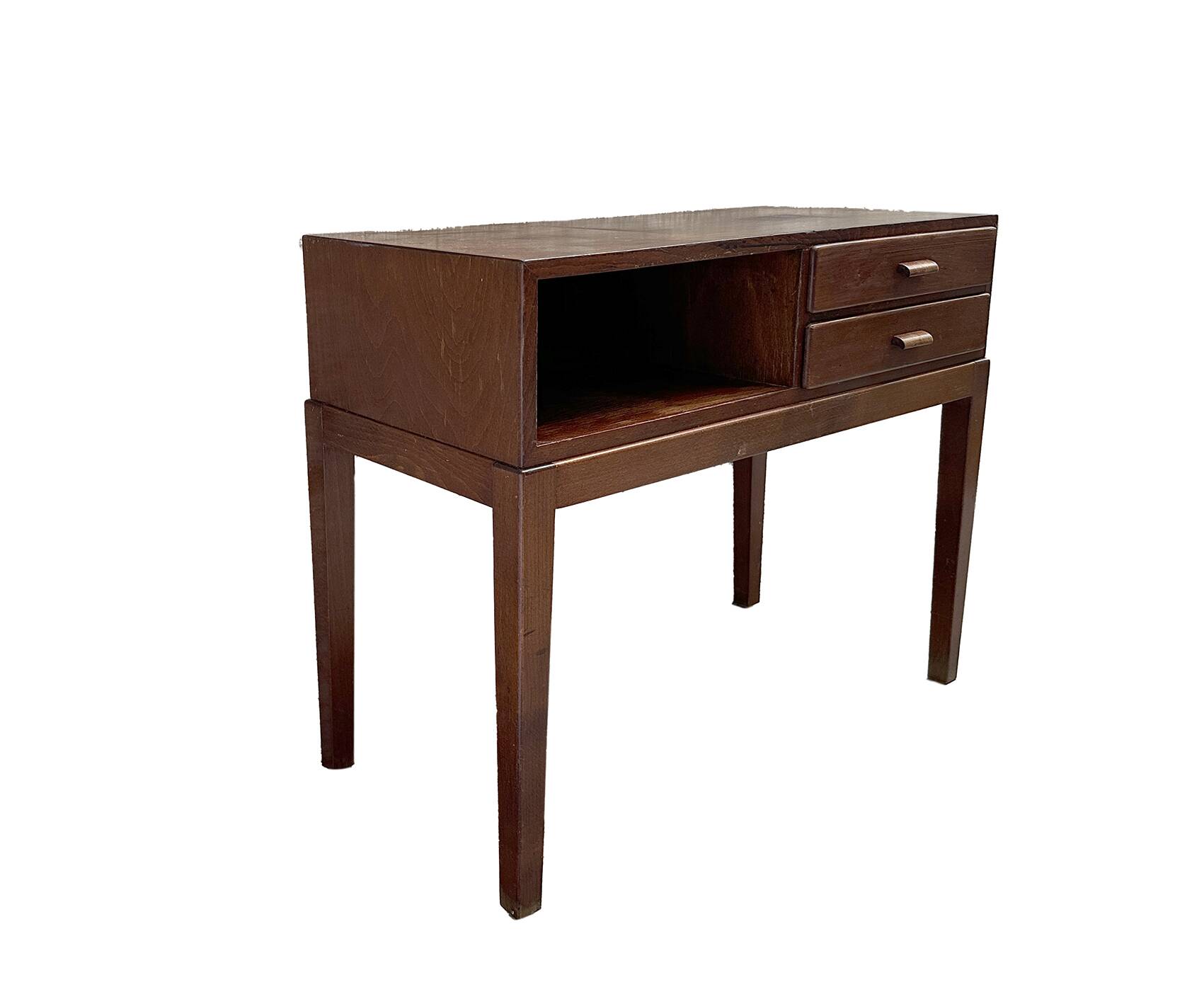 Entrance table made of stained beech wood, large space and two drawers