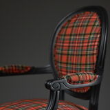 Medallion Chair with Tartan Fabric, Early XXth century