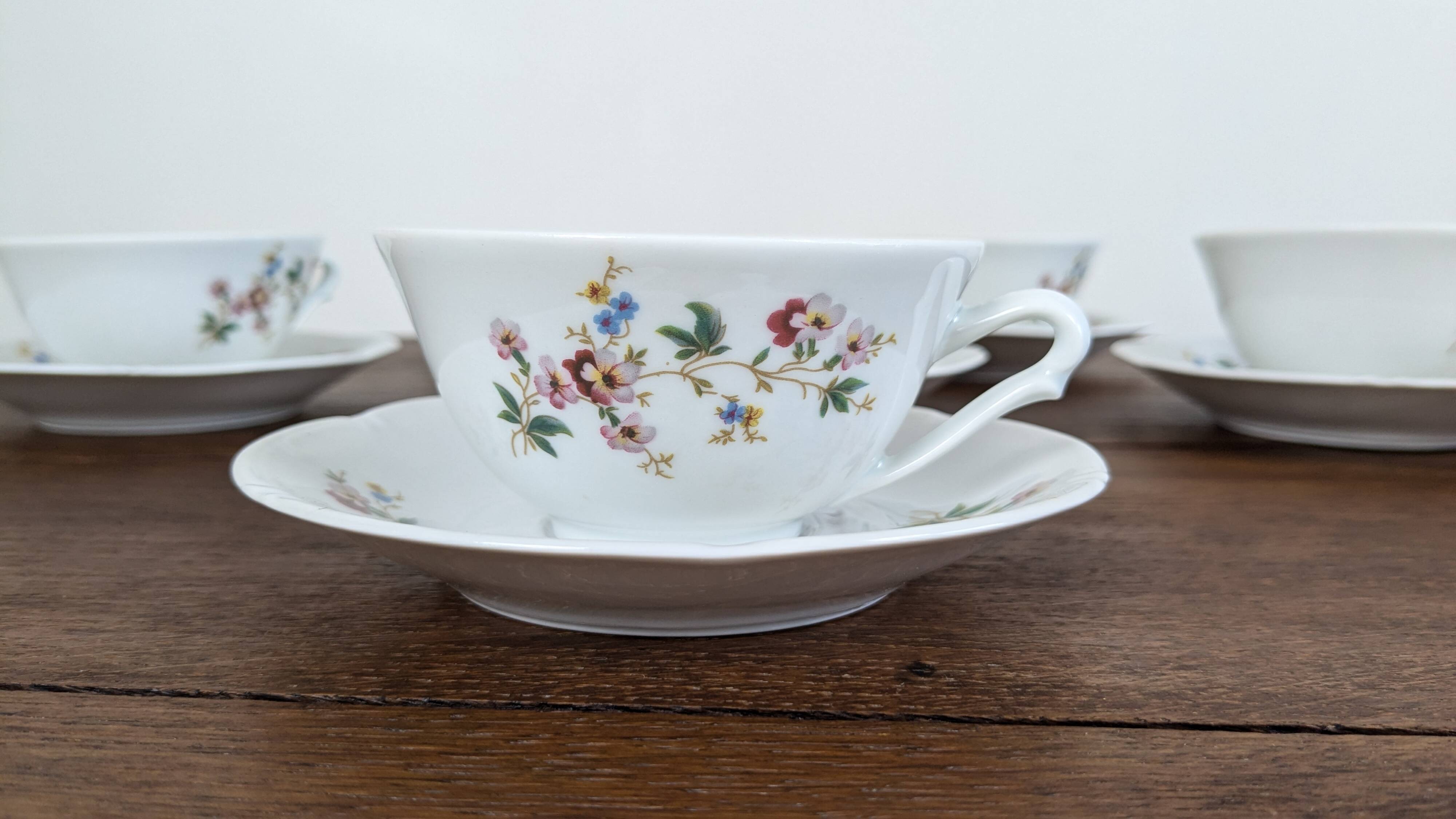 12-piece coffee service in Sologne porcelain, France