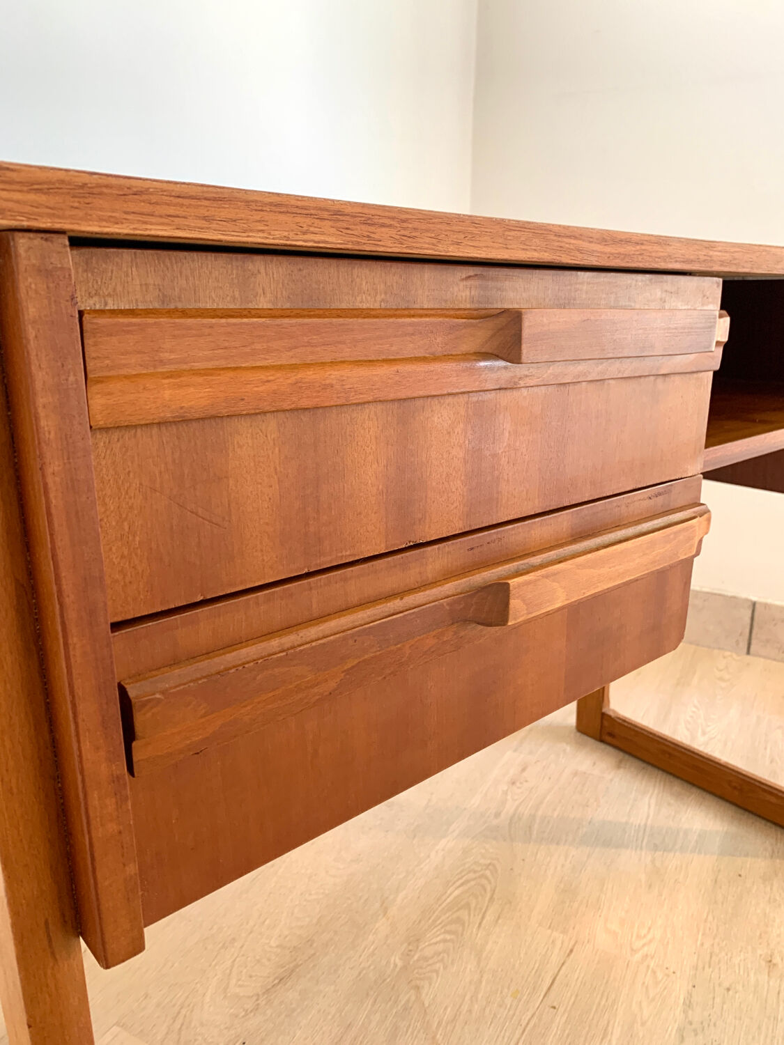 Scandinavian wooden desk sled feet