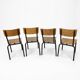 Set of 4 vintage metal and plywood school chairs (2 pairs)
