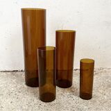 4 vases gigogne Jacques Bédat en plexiglas fumé