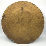 Oriental brass tray with chiseled decoration of arabesques and flowers