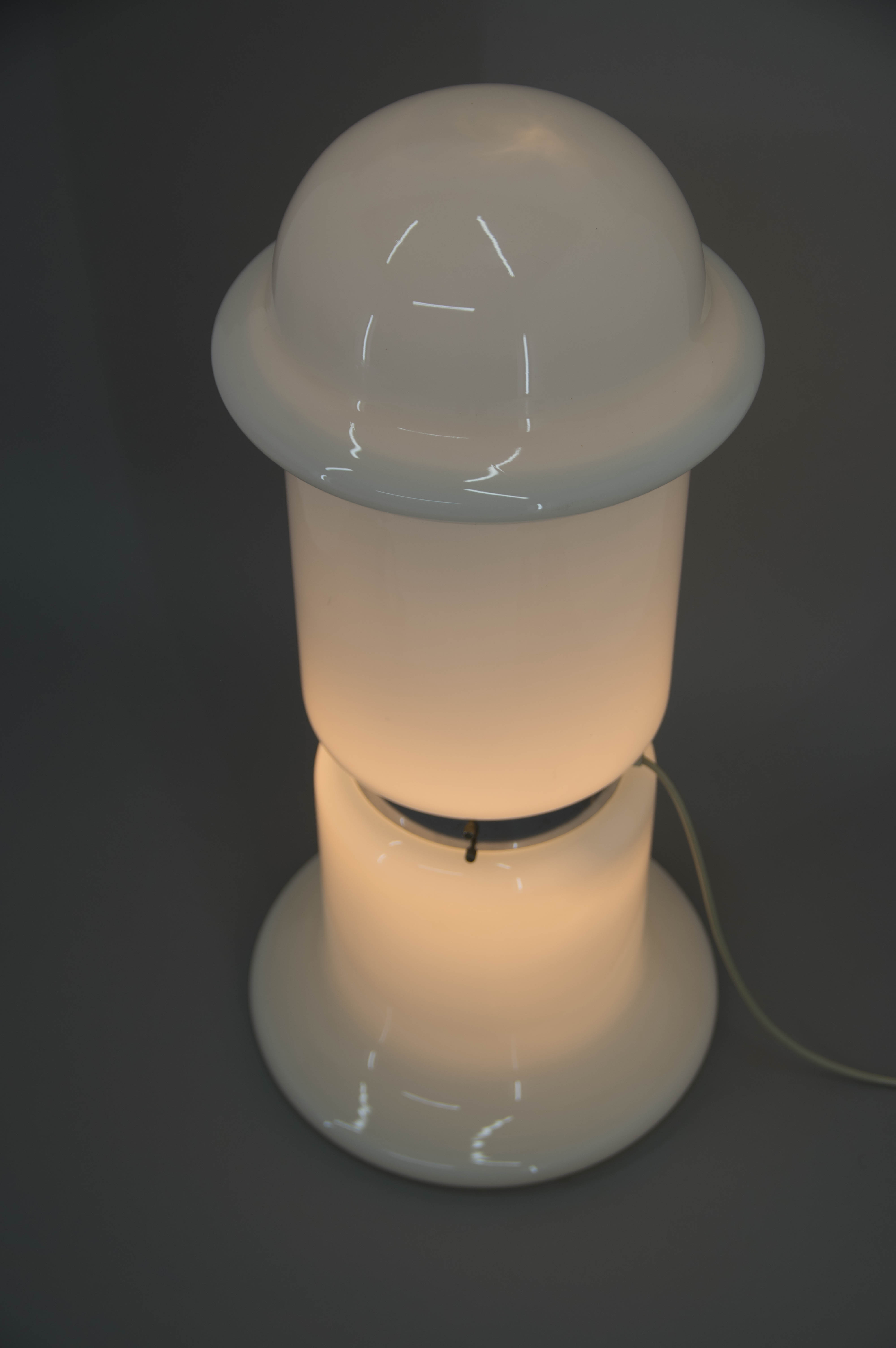 White glass floor lamp, czechoslovakia, 1970s