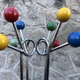 Coat rack in chromed metal and colored balls 1950-1970