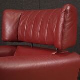 Italian armchair with footstool in leather from the 80s