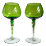 2 verres à vin en verre alsacien vert