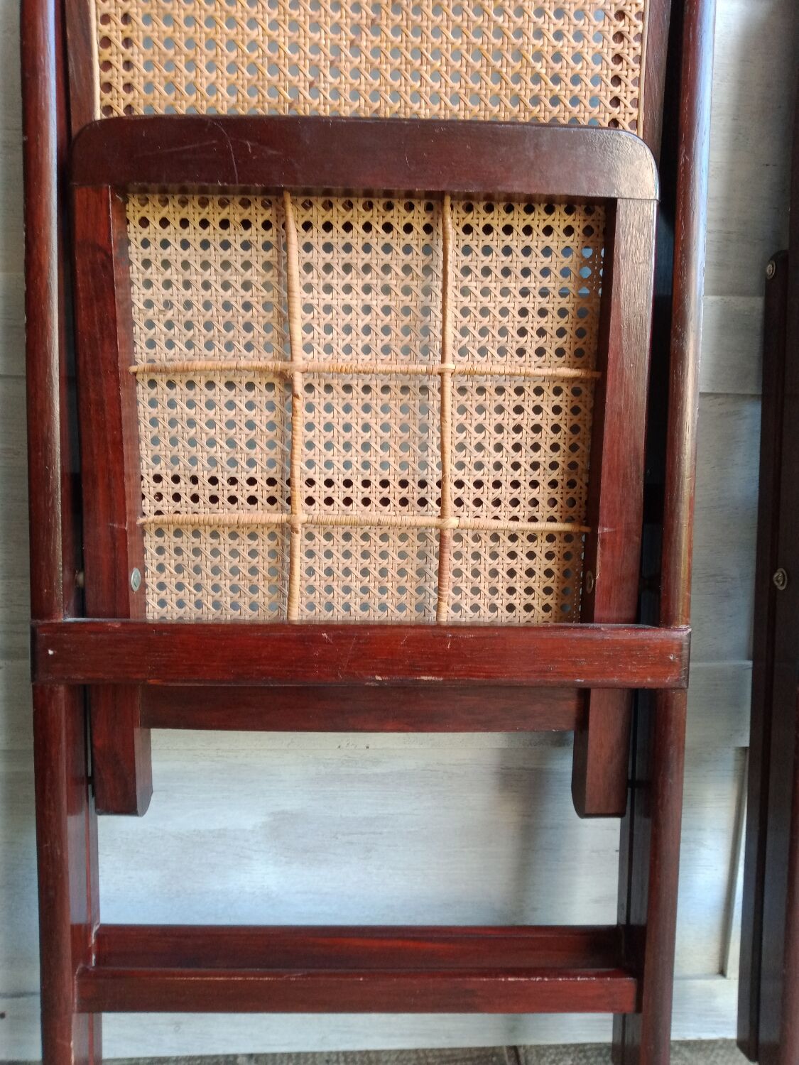 Vintage folding cane and wood chairs