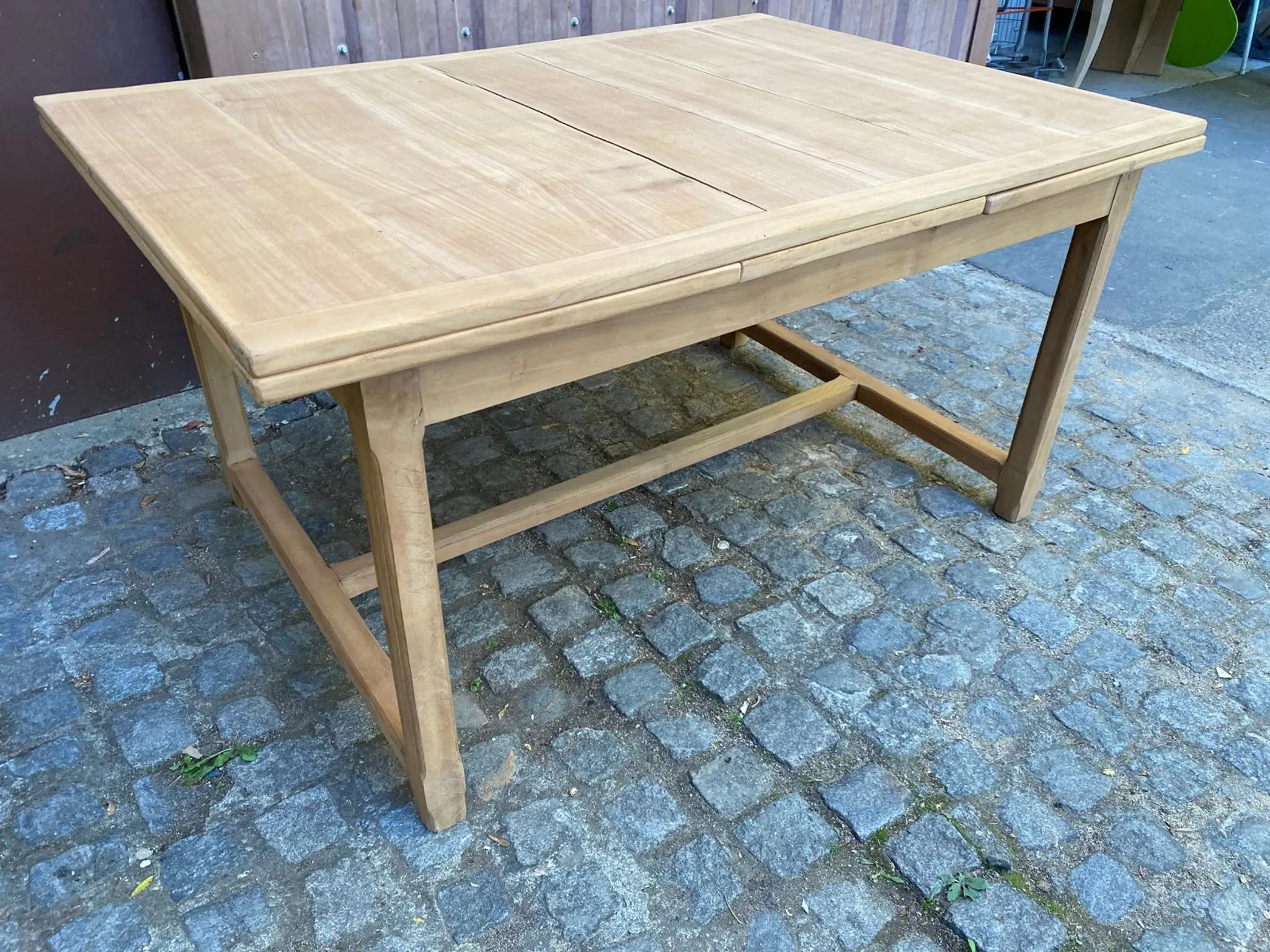 Renovated extendable farmhouse table in solid wood 140-240cm 1960