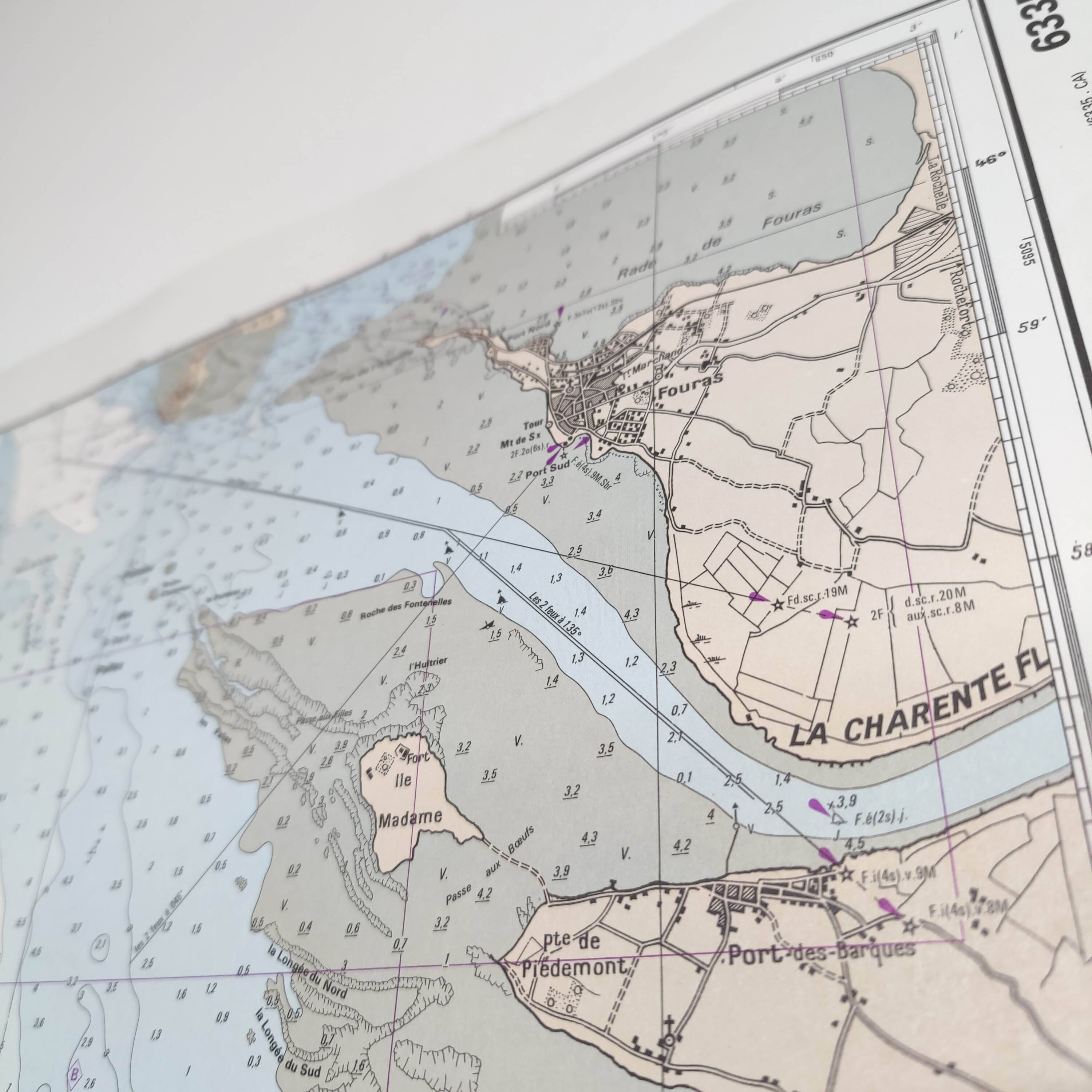 Map of Charente Maritime, Oléron Island, West Coast, France, 1976